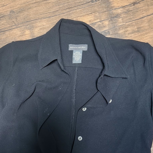 Vintage BANANA REPUBLIC Long Black Bodycon Shirtdress Sz 4 Button Up Gorgeous! - Picture 7 of 7